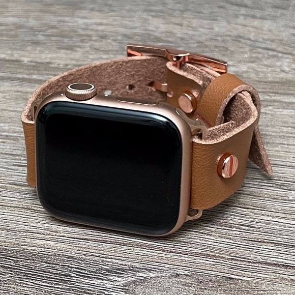 18mm Light Brown Vegan Leather Apple iWatch Band main image 9